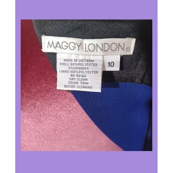 Maggy London Cap Sleeve Womens Size 10 Blue Midi Dress Built-In Black Belt NEW - Picture 8 of 10